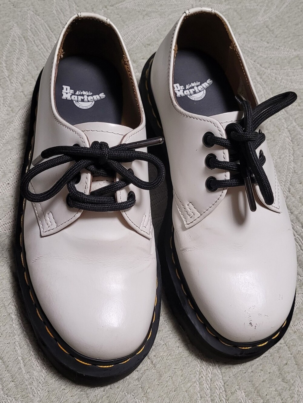 Dr. Martens White Leather 3-Eye Oxford with Black Laces